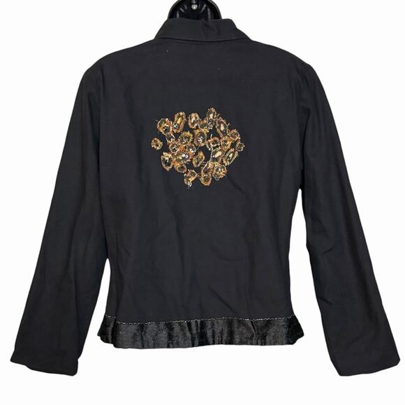 VTG 90s Y2K ANAGE BOHO BLACK SILVER PATCHWORK ANIMAL PRINT FUNKY JACKET BLAZER M - Picture 4 of 7